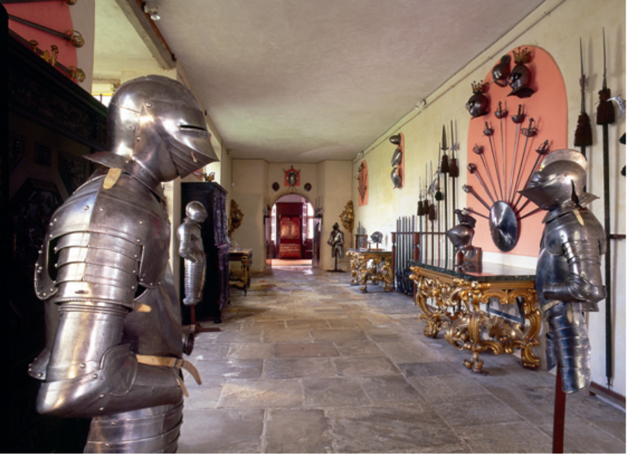 Penshurst Place Nether Gallery armoury in the historic house