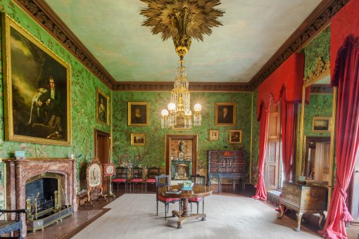 Abbotsford interior with painting of Sir Walter Scott