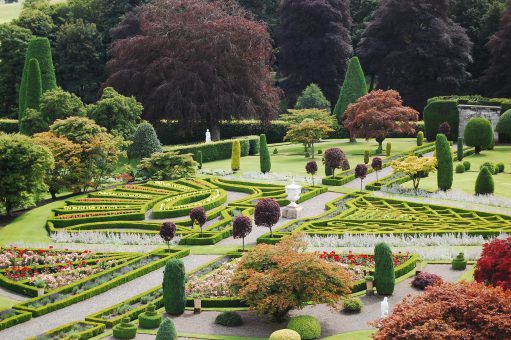 Drummond Castle Gardens landscape and topiary