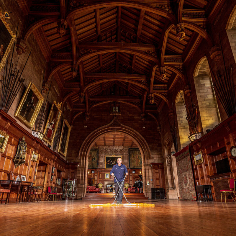 Bamburgh Castle Preparing for opening with cleaning