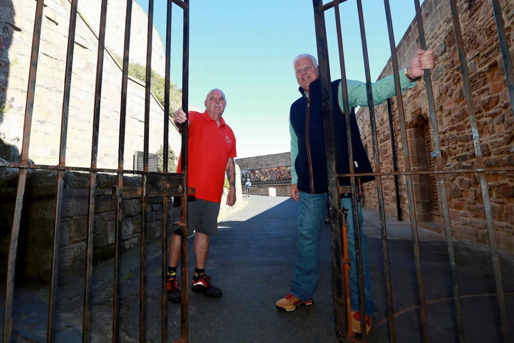 Bamburgh Castle gates opening
