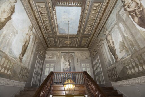 Painted staircase at Boconnoc House in Cornwall
