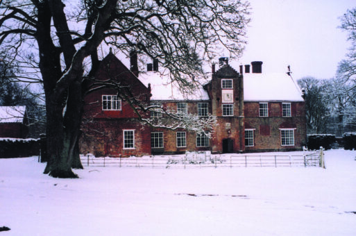 Bruisyard Hall in the winter snow