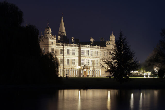 Burghley House night