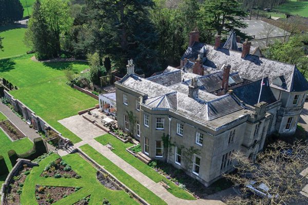 Burton Court overhead view via drone