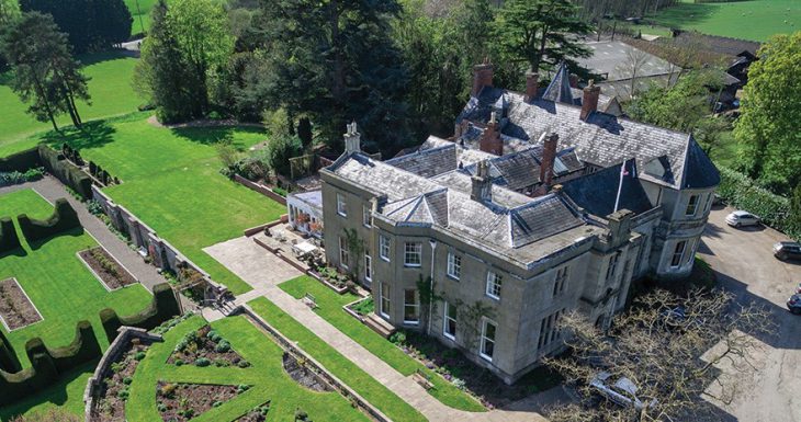 Burton Court overhead view via drone