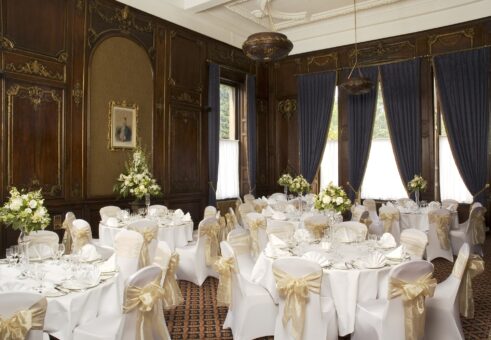 Camden Place Wedding Breakfast with curtains