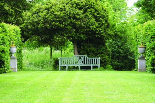 Columbine Hall bench in the grounds