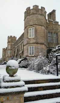 Deene Park snow on the steps