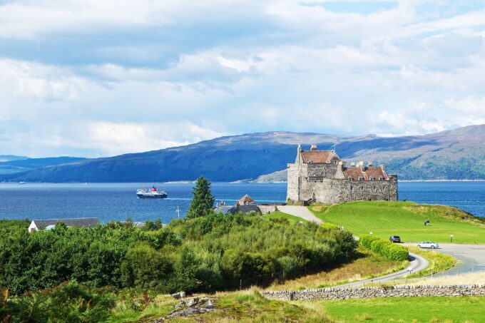 Duart Castle seaview across the Isle of Mull