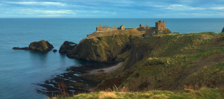 Dunnottar Castle on a cliff edge in Scotland