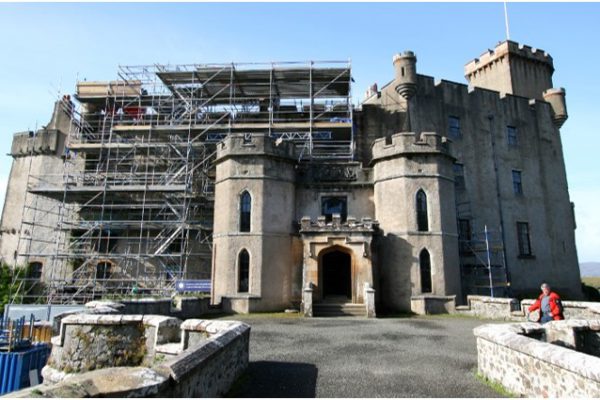 Dunvegan Castle scaffolding during restoration