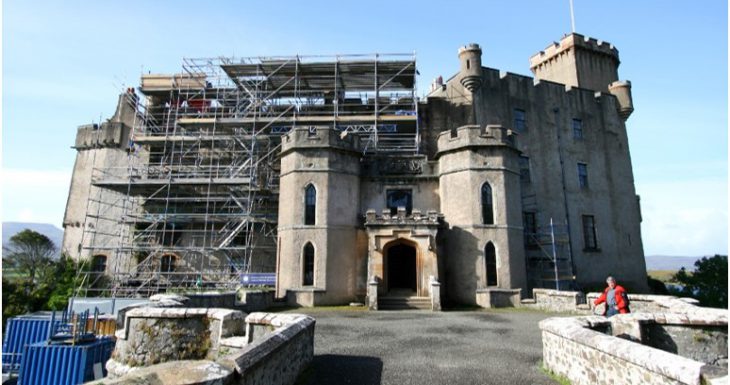 Dunvegan Castle scaffolding during restoration