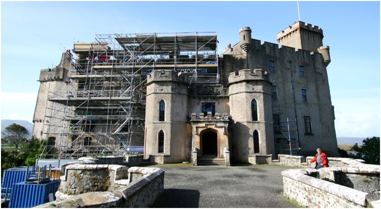 Dunvegan Castle scaffolding during restoration