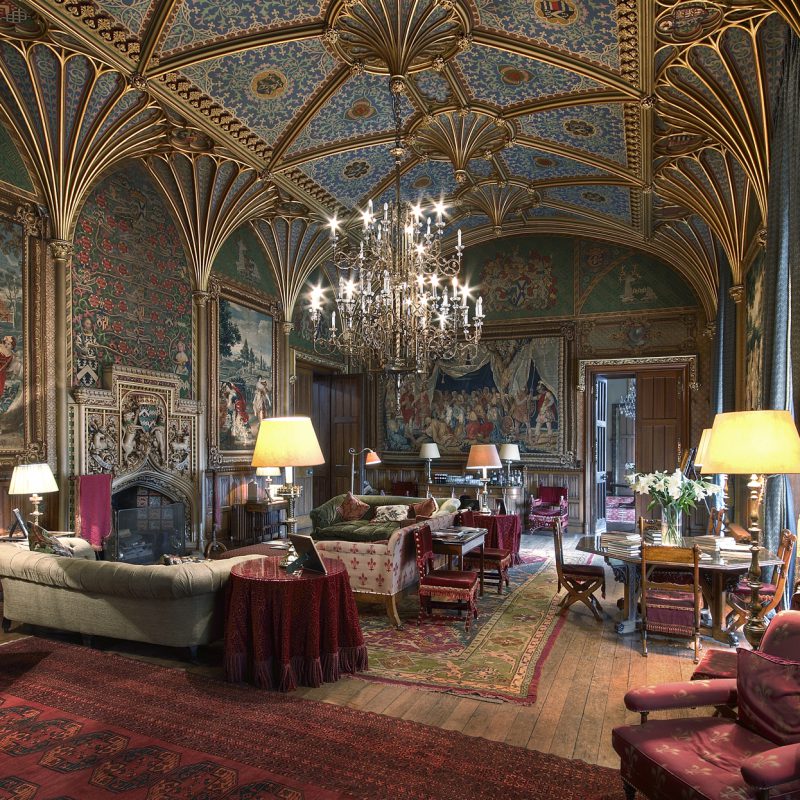 Eastnor Castle drawing room and vaulted ceilings