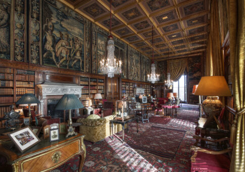 Eastnor Castle long library with tapestries