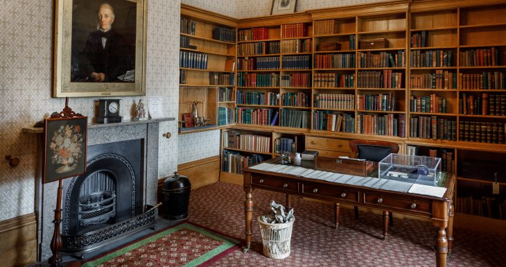 Elizabeth Gaskell's House musuem with painting and desk