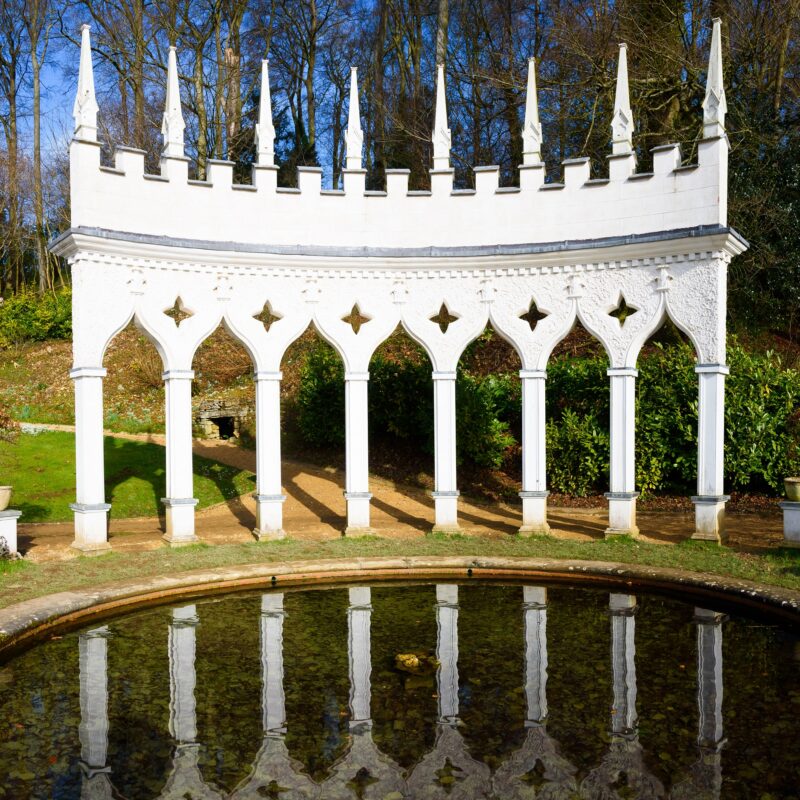 Exedra Wintry folly at Painswick in Gloucestershire