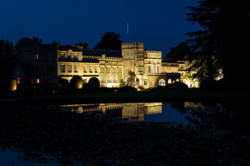 Forde Abbey beautifully lit up at night
