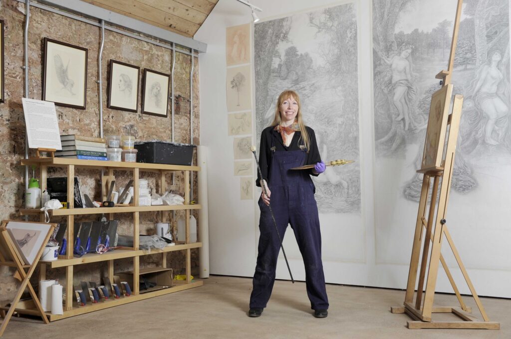 Julia Alexandra Mee in her studio at Marchmont House