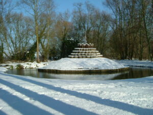 Gibberd Garden castle in winter