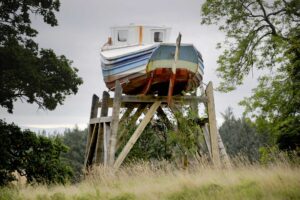 Girl Hannah Boat artwork at Marchmont - Colin Hattersley Photography