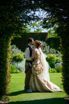 Glenarm Castle wedding couple in the grounds