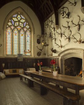 Hall Bishops Tawton chapel with fireplace