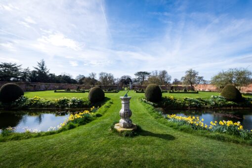 Helmingham Hall garden and sundial