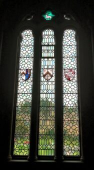 Heraldry window stained glass at Brancepeth Castle