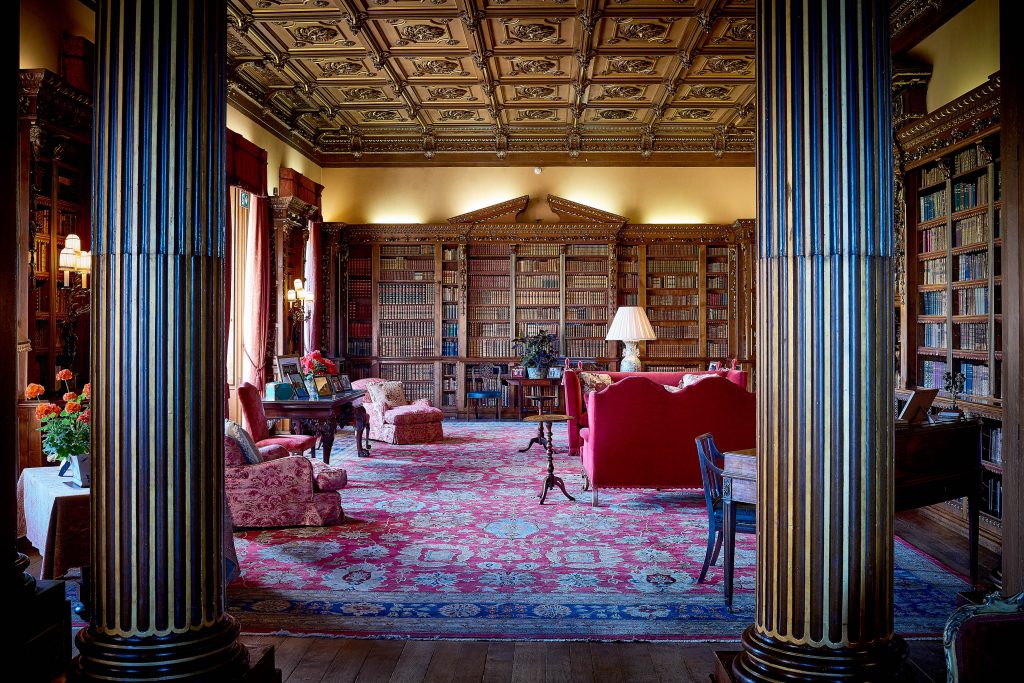 Highclere Castle Library with stunning pillars