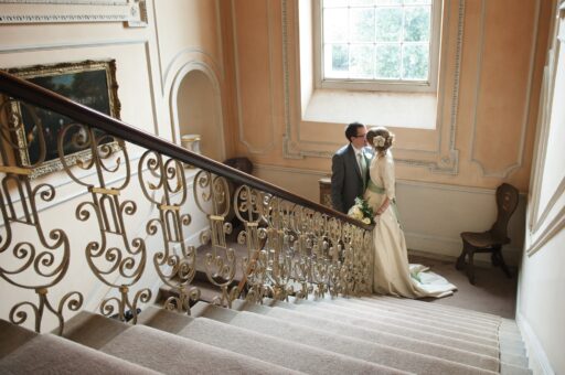 Kelmarsh Hall wedding south stairs