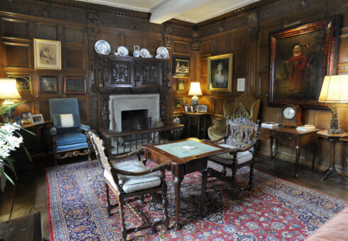 Levens Hall fireplace and paintings