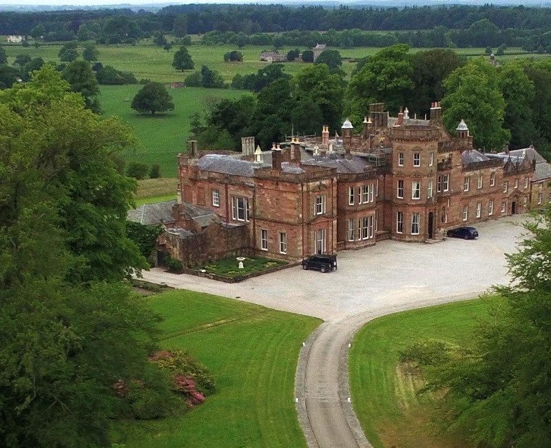 Netherby Hall aerial view