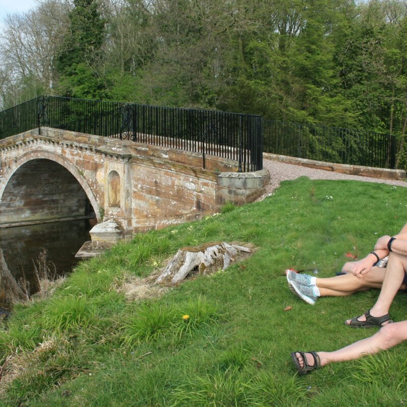 Paines Bridge with people Chillington Hall