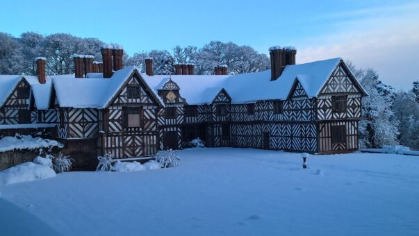 Pitchford Hall in snow in 2021