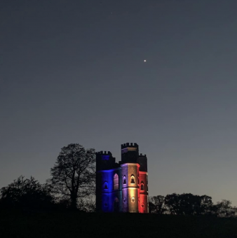 Powderham Castle lights up for the NHS