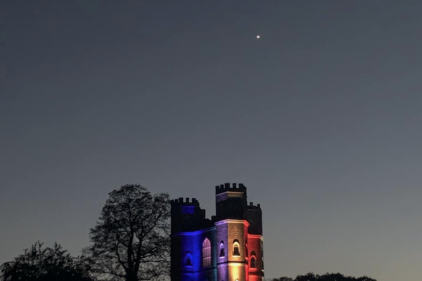 Powderham Castle lights up for the NHS