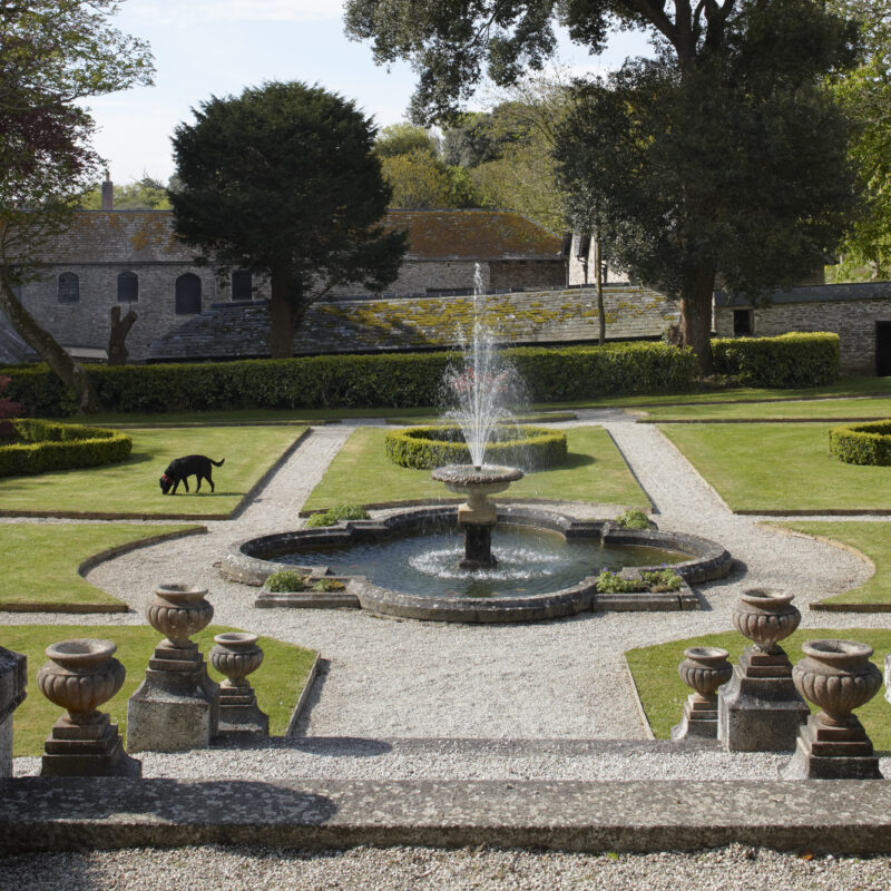 Prideaux Place beautiful water fountain and garden