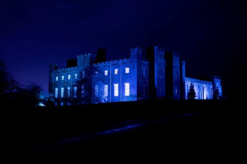 Scone Palace lit up in blue for the NHS in 2020