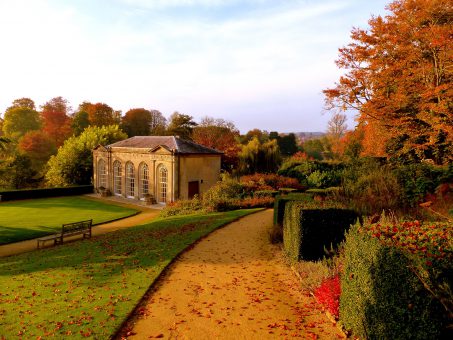 Sherborne Castle garden in autumn