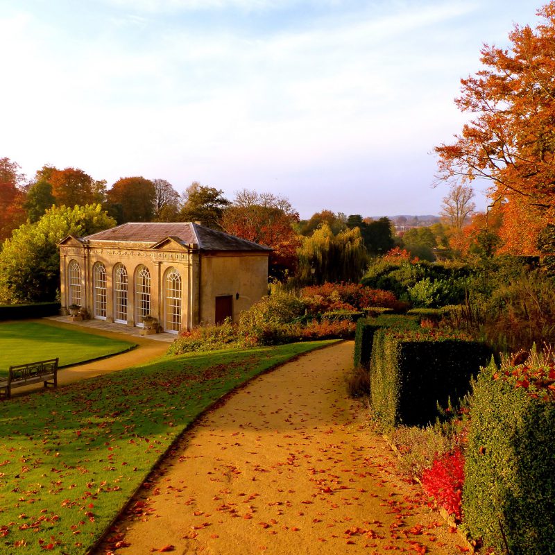 Sherborne Castle garden in autumn