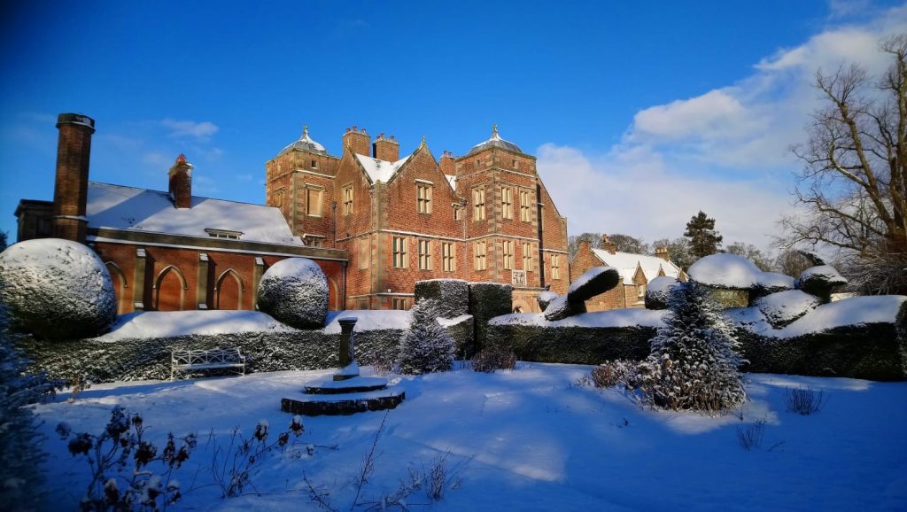 Snow covers Kiplin Hall in North Yorkshire in 2021