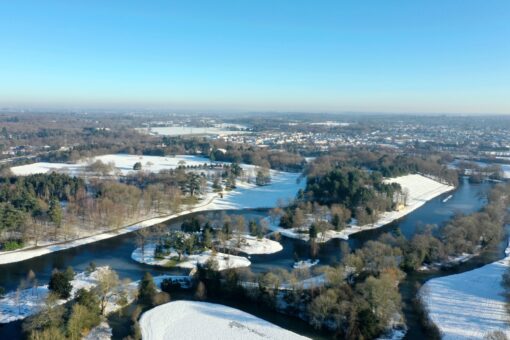 Painshill Park in Surrey covered in snow in 2021