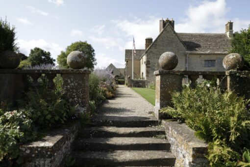 Sulgrave Manor steps in the garden