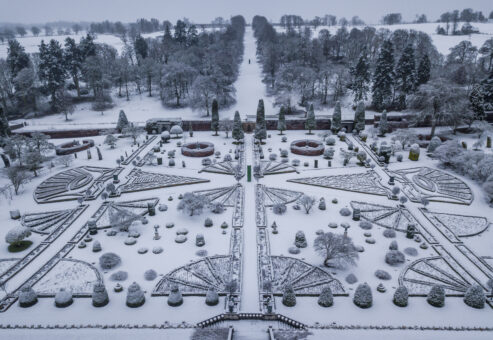 Snow covered Drummond Castle Gardens, Perthshire as Storm Christoph hits the UK. Photo by Katielee Arrowsmith