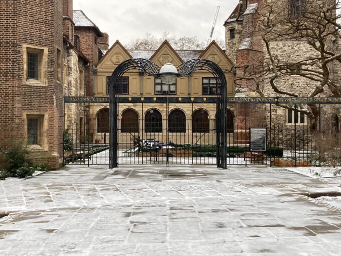 The Charterhouse 2021 snow outside the historic house