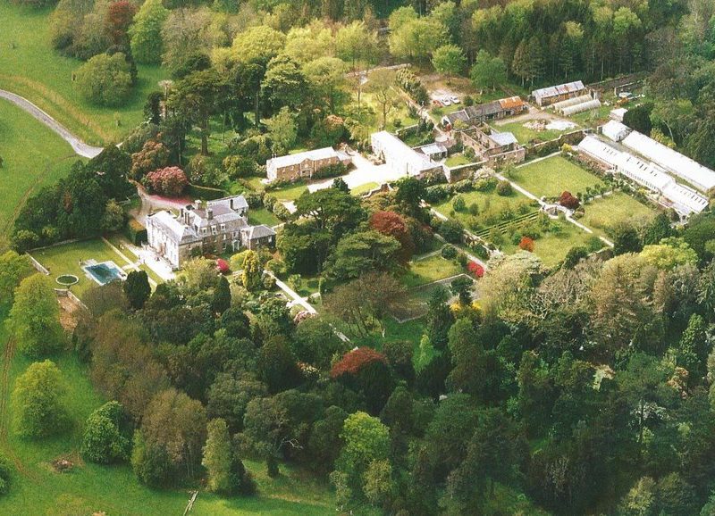 Tregrehan House in Cornwall overhead