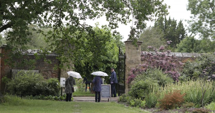 Umbrellas at garden gate Middleton Hall