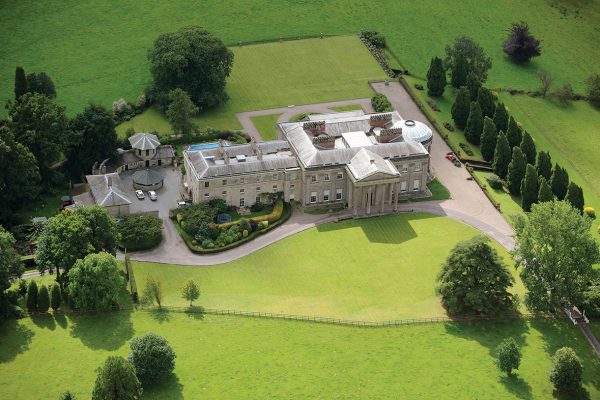 An aerial view of Willey Hall near Broseley in Shropshire England